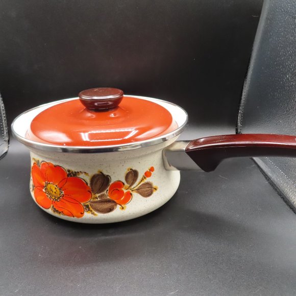 Sanko Enameled Vintage Cookware Japan Show Pans sauce pot MCM Mid Century MCM - Picture 2 of 15